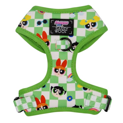 Sassy Woof The Powerpuff Girls™ Hundegeschirr, verstellbar, Größe XL, atmungsaktives Netzgewebe, kein Ziehen, Design mit zwei D-Ringen, patentiertes Design, perfekt für extra große Hunde, offizielles von Sassy Woof