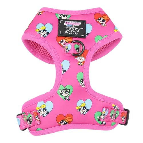 Sassy Woof The Powerpuff Girls™ Hundegeschirr, verstellbar, atmungsaktives Netzgewebe, kein Ziehen, mit zwei D-Ringen, perfekt für extra große Hunde von Sassy Woof