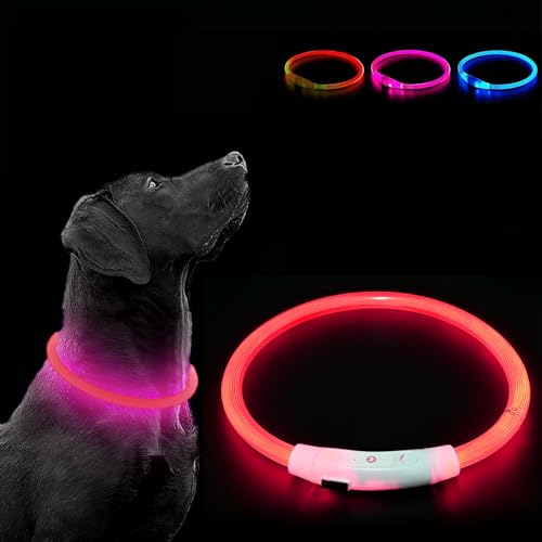 LED Leuchthalsband Hund Leuchthalsband für Hund USB Aufladbar Leuchtendes Hundehalsband Wasserdicht mit 3 Beleuchtungsmodi Halsband Hund mit Einstellbarer Länge für Kleine Große Katze von Sathychanpy