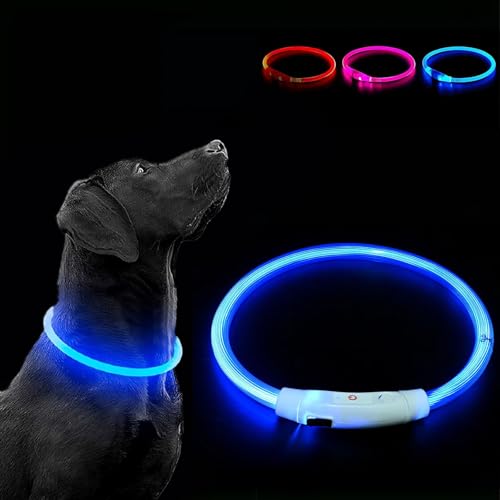 LED Leuchthalsband Hund Leuchthalsband für Hund USB Aufladbar Leuchtendes Hundehalsband Wasserdicht mit 3 Beleuchtungsmodi Halsband Hund mit Einstellbarer Länge für Kleine Große Katze von Sathychanpy