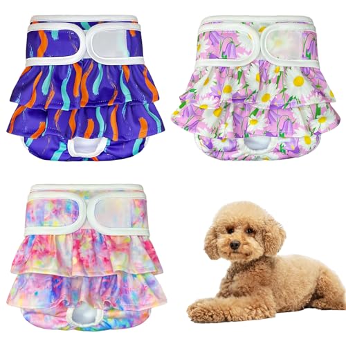 3 Pack Washable Dog Diapers Female(S/M/L),Reusable Pet Soft Dog Nappies Female,Female Dog Nappies for Heat/in Period/Incontinence,Highly Absorbent Period Pants for Dogs Pets (M Rosa) von Satiskid