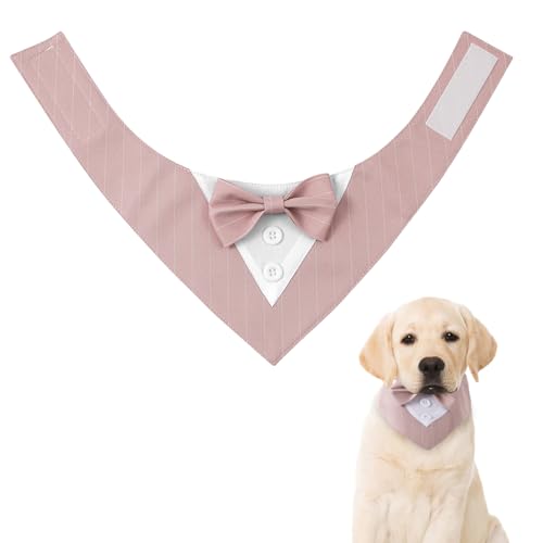 Hunde Smoking Bandana Halstuch Hund mit Fliege Haustier Hundehalstuch Dreieckstuch Halstücher Formale Feste Hundehalstuch, Verstellbar Haustier Anzug Fliege Bandana für Kleine Mittlere Hunde (Rosa) von Satiskid