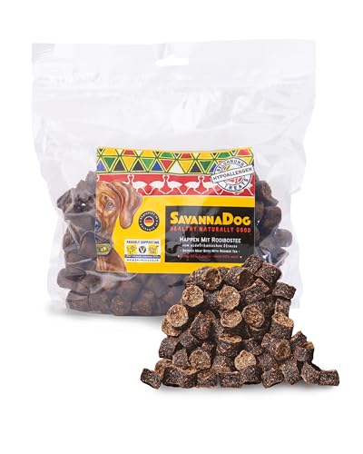 SavannaDog Happen mit Rooiboteesextrakt 800g - Hunde Leckerlis getreidefrei & hypoallergen, Leckereien für Hunde mit Straußenfleisch, Hundeleckerli mit wertvollen Ballaststoffen von SavannaDog