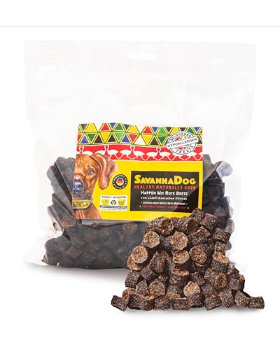 SavannaDog Happen mit Rote Beete 800g - Hunde Leckerlis getreidefrei & hypoallergen, Leckereien für Hunde mit Straußenfleisch, Hundeleckerli mit wertvollen Ballaststoffen von SavannaDog