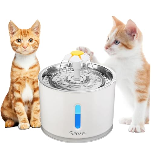 Save | Katzenbrunnen für Katzen und Hunde - Automatischer Wasserspender + Filter - Leise Trinkbrunnen für Katze von Save