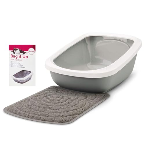 Deluxe Sparpack Katzentoilette mit Rand ASEO JUMBO + Vorlegematte + Beutel von PETGARD