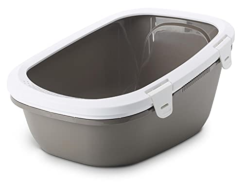 Simba Katzenklo Schalentoilette mit extra hohem Rand, Siebeinsatz, warmgrey-Weiss, für Katzen von Savic