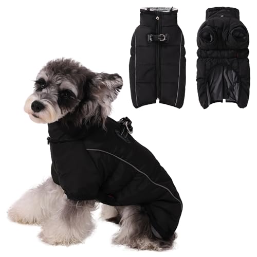 Savlot Hundemantel Wintermäntel für Mittelgroße Hunde Fleece-Hundeweste mit Geschirr Hundemäntel für kaltes Wetter Wasserdichter Hundeschneeanzug Winterjacke für Hunde Winddichte Pufferjacke für Hunde von Savlot