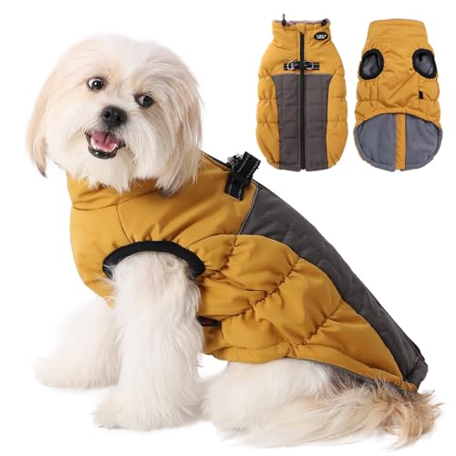 Savlot Hundejacke Wasserdichter Hundemantel Reflektierende Jacke für kaltes Wetter mit weichem Fleecefutter Warmer Mantel für Hund Indoor & Outdoor Camping Wandern Hundemantel mit Reißverschluss L von Savlot