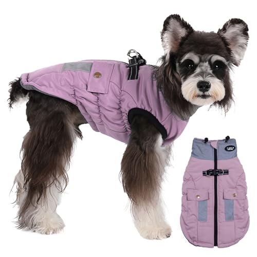 Savlot Hundejacke Wasserdichter Hundemantel Reflektierende Jacke für kaltes Wetter mit weichem Fleecefutter Warmer Mantel für Hund Indoor & Outdoor Camping Wandern Rosa 3XL von Savlot