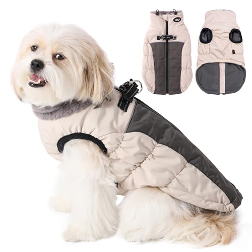 Savlot Hundejacken für den Winter Winddicht Wasserdicht 2 in 1 Outfit Kaltwettermantel Hundewestengeschirr Welpen Winter Warme Jacke Kleines (3XL, Weiß) von Savlot