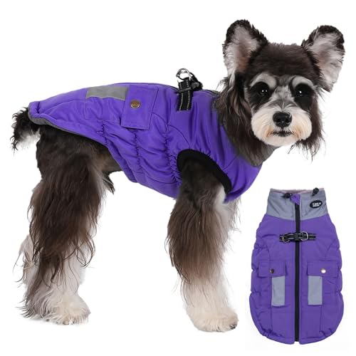 Savlot Wasserdicht Hundemantel, Kaltes Wetter Winter Warme Jacke für Kleine Mittlere Große Hunde, Hundepullover mit Fleece Gefütterte Reflektierend Welpen Winterweste, Haustierbekleidung(3XL, Lila) von Savlot