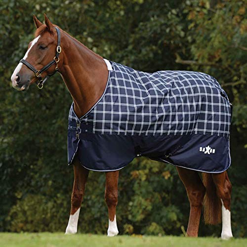 Saxon Defiant 600d Standard Neck Lite Turnout Rug 4ft9 Navy Plaid von Saxon