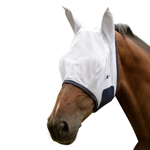 Weatherbeeta Saxon Mesh Mask, Farbe:White/Navy, Größe:Small Pony von Saxon