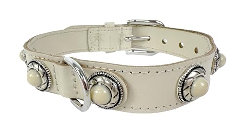 Sazzz Halsband voor Hond Adventure Stone Classic leer Creme 42-50x2,5 cm von Sazzz