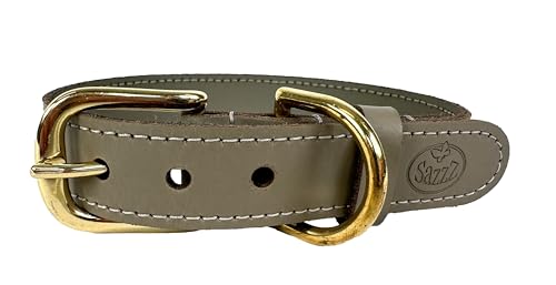 Sazzz Halsband für Hund Braveheart Classic Leder Taupe von Sazzz