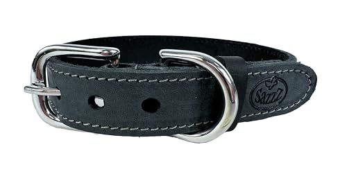 Sazzz Halsband voor Hond Nomad Vintage leer antraciet 22-28x1,5 cm von Sazzz