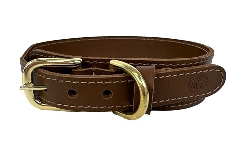 Sazzz Halsband voor Hond Pioneer Classic leer zadel Bruin 37-45x3,5 cm von Sazzz