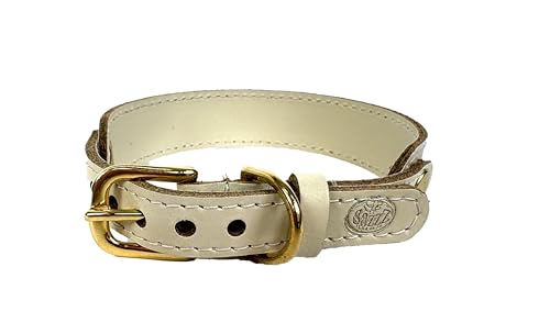 Sazzz Halsband voor Hond Sweetie Classic leer Creme 01-22-28x2,5 cm von Sazzz