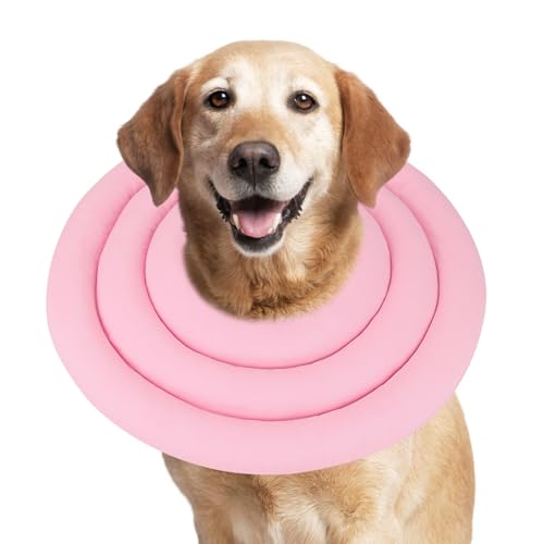 SBAYOOL Katzenhalsband, weiches und bequemes verstellbares Hunde-Donut-Halsband, Hunde-Donut-Halsband, mehrlagiger weicher Hundekegel nach Operationen, Anti-Lecken hilft bei der Genesung, Rosa-S von Sbayool