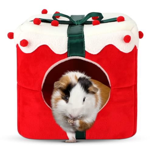 SBAYOOL Weihnachtliches Meerschweinchen-Betthaus, Winter-Warmes, gemütliches Meerschweinchen-Bett, Versteck, Weihnachts-Meerschweinchen-Höhlenbett für Igel, Chinchillas, Hamster, Frettchen und andere von Sbayool