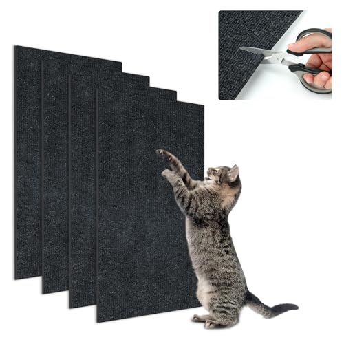 Sbayool 4 Stück Katzen Kratzmatte Selbstklebend, 60x40cm DIY Kratzmatte Katze, Zuschneidbare Kratzmatte Katze Wand, Kratzbrett Katzen Zum Schutz Von Sofas, Wänden Und Möbeln Vor Katzenkratzern von Sbayool