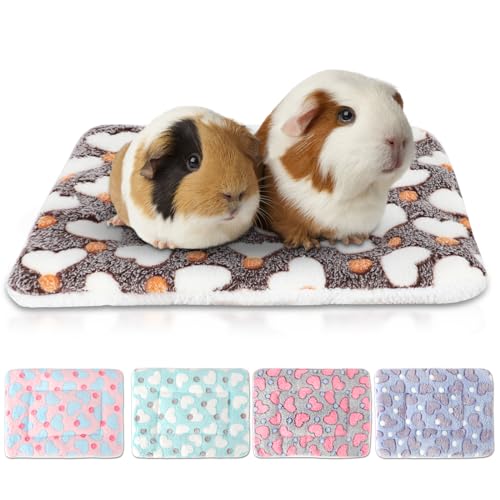 Sbayool Meerschweinchen-Bettmatte, warme Flaum, Meerschweinchen-Decken, Kleintier-Bettmatte für Kätzchen, Kaninchen, Chinchillas, Frettchen, Hamster (32 x 25 cm, Herz), 5 Stück von Sbayool