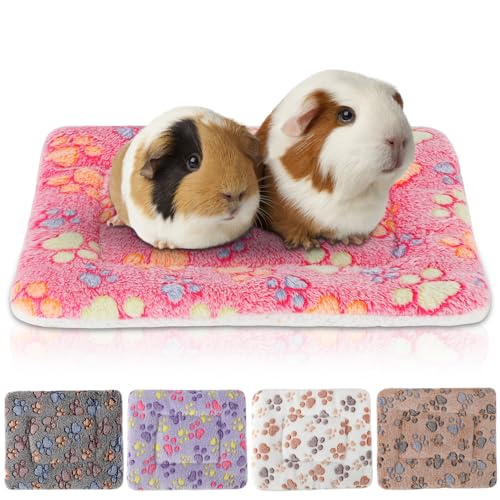 Sbayool Meerschweinchen-Bettmatte, warme Flaum, Meerschweinchen-Decken, Kleintier-Bettmatte für Kätzchen, Kaninchen, Chinchillas, Frettchen, Hamster, 32 x 25 cm, Fußabdruck, 5 Stück von Sbayool