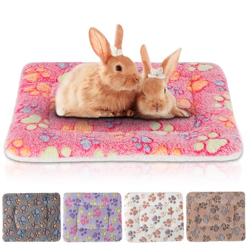 Sbayool Meerschweinchen-Bettmatte, warme Flaum, Meerschweinchen-Decken, Kleintier-Bettmatte für Kätzchen, Kaninchen, Chinchilla, Frettchen, Hamster, 51 x 34 cm, Fußabdruck, 5 Stück von Sbayool