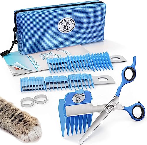 Scaredy Cut Fellpflegeset für Katzen und Hunde, leise, Alternative zu elektrischen Schermaschinen für empfindliche Haustiere, für Rechtshänder, Blau von Scaredy Cut