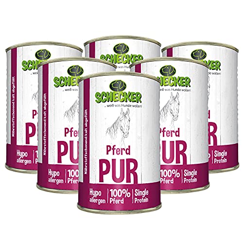 Schecker Nassfutter - 100% Pferd pur - getreidefrei - hypoallergen - echte, Reine Qualitätsware - 6 x 410 g von Schecker