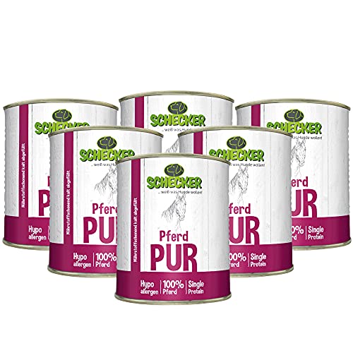 Schecker Nassfutter - 100% Pferd pur - getreidefrei - hypoallergen - 6 x 820 g - Diätfutter - sensitiv von Schecker