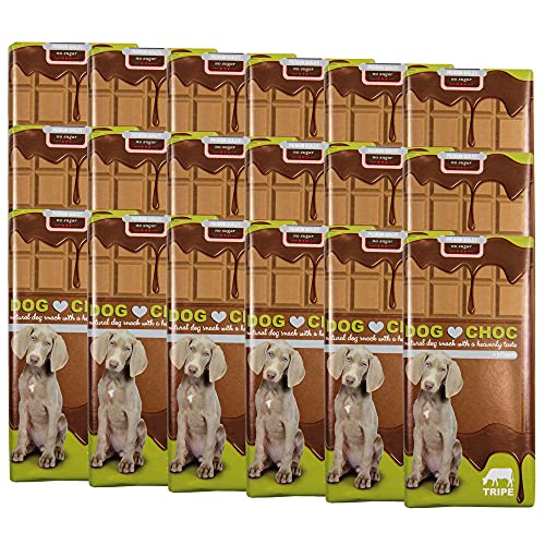 Dog Choc Hundeschokolade mit Pansen 18 x 100g Zartschmelzende Schokolade mit speziellen Rezepturen nur für Hunde von Schecker