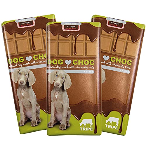 DOG CHOC Hundeschokolade mit Pansen3 x 100g Zartschmelzende Schokolade mit speziellen Rezepturen nur für Hunde von Schecker