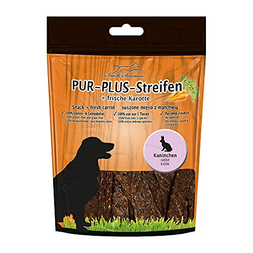 PUR Plus Kaustreifen 1 x 100g Kaninchen + Karotte 100% glutenfrei getreidefrei Ohne weitere Zutaten, frei von irgendwelchen Zusätzen ideal für empfindliche Hunde und Allergiker 1 einzige Tierart von Schecker