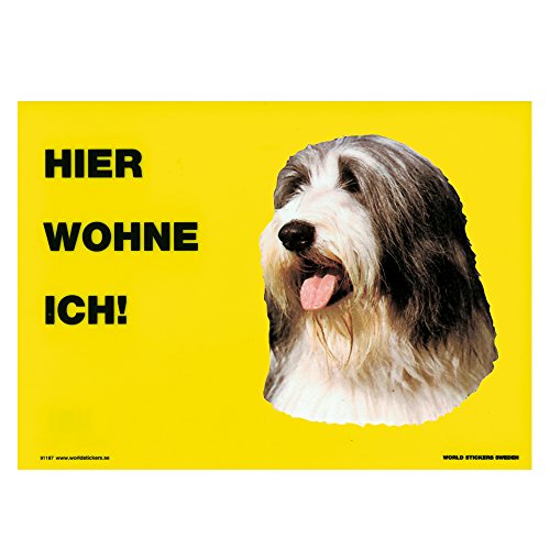 Schecker Bearded Collie Warnschild - Warnschilder Hund - Hier wohne ich - 20 x 28 cm - viele Rassen von Schecker