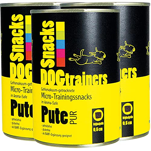 Schecker DOGTRAINERS Pute PUR 3 x 160g getreidefrei glutenfrei als Barf-Ergänzung geeignet 100% Pute Single Protein von Schecker