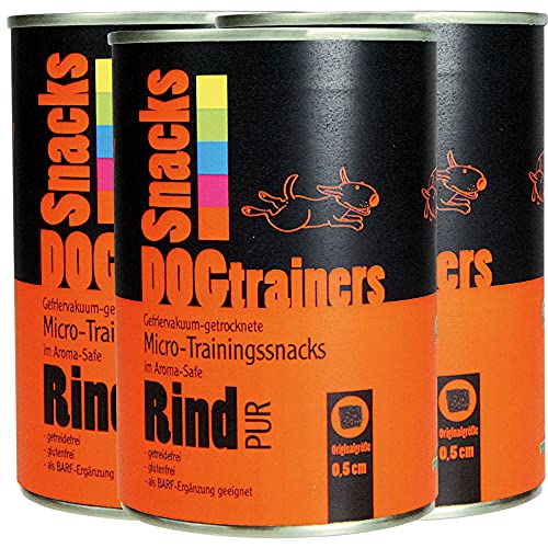 Schecker DOGTRAINERS Rind PUR 3 x 160g - getreidefrei - glutenfrei - als Barf Ergänzung geeignet 100% Rind von Schecker