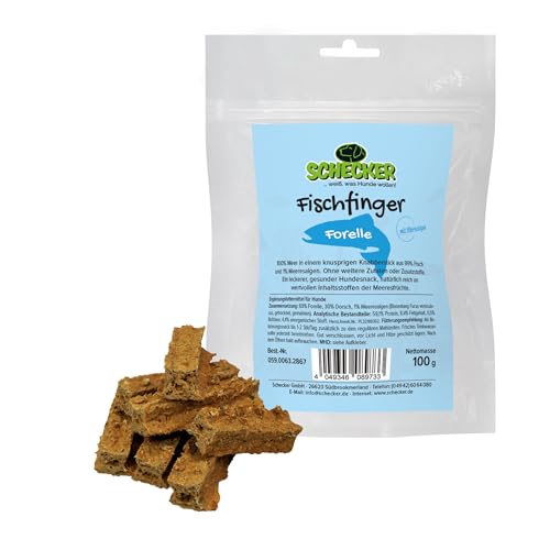 Schecker Hundesnack - Fischfinger Forelle - 100g - Dörrfisch aus 99% Fisch und 1% Meeresalgen von Schecker