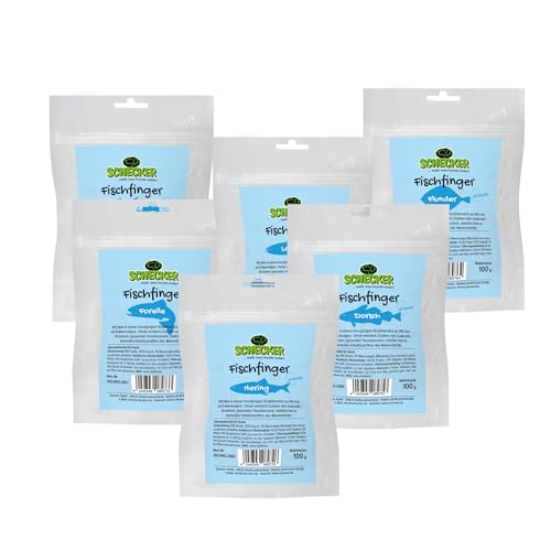 Schecker Hundesnack - Fischfinger Set aus Allen Fischsorten - 5 x 100 g Plus 1 x 100g Gratis - Dörrfisch aus 99% Fisch von Schecker