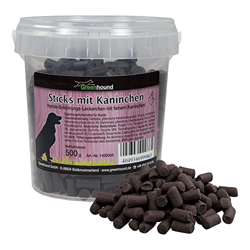 1 x 500g Hundebonbons Kaninchen Sticks - Hundeleckerlie mit Fleisch - Soft weich - Im wiederverschließbaren Frischeeimer von Schecker