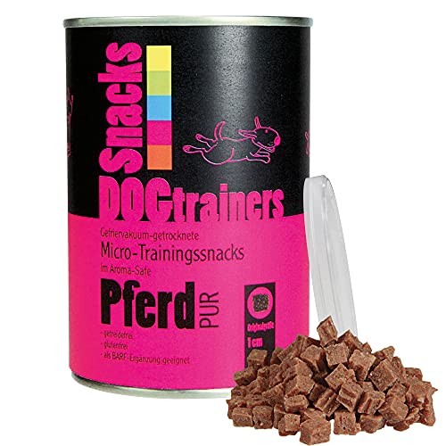 Schecker Hundeleckerli - DOGTRAINERS Pferd PUR - 110 g - getreidefrei - glutenfrei - als Barf-Ergänzung geeignet - Micro-Trainingssnacks von Schecker