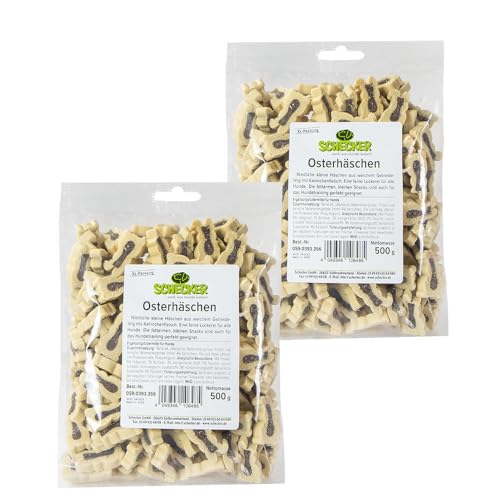 Schecker Hundeleckerli - Osterhäschen Hundesnack mit Kaninchen - 2 x 500g - fettarm - weich - Hundesnack von Schecker