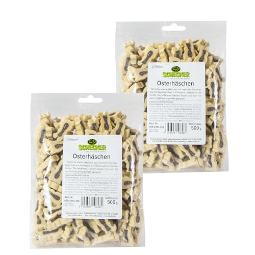 Schecker Hundeleckerli - Osterhäschen Hundesnack mit Kaninchen - 2 x 500g - fettarm - weich - Hundesnack von Schecker