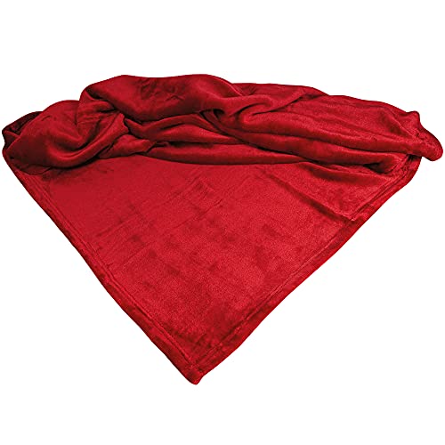 Schecker Mikrofaserdecke Premium 1Stück 150 cm x 95 cm ohne Bestickung Rot von Schecker