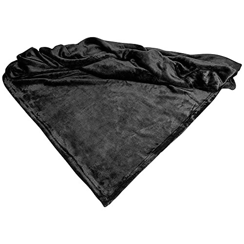 Schecker Mikrofaserdecke Premium 1Stück ohne Bestickung 150 cm x 95 cm Schwarz von Schecker