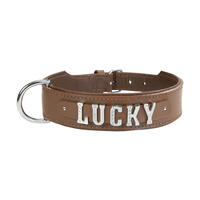 Schecker - MyName Leder-Halsband, braun [50 cm x 35 mm - Buchstabentyp: Cowboy] von Schecker