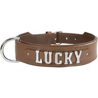 Schecker - MyName Leder-Halsband, braun [60 cm x 35 mm - Buchstabentyp: Cowboy] von Schecker