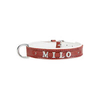 Schecker - MyName Leder-Halsband, rot [40 cm x 20 mm - Buchstabentyp: Cowboy] von Schecker