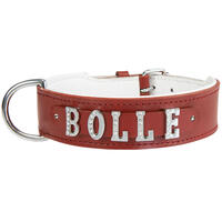 Schecker - MyName Leder-Halsband, rot [60 cm x 35 mm - Buchstabentyp: Cowboy] von Schecker